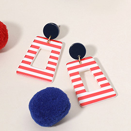 Resin Pattern Printed Trapezoid Shape Dangle Earrings
