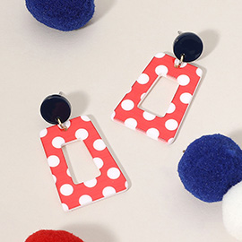 Resin Pattern Printed Trapezoid Shape Dangle Earrings