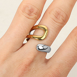 Stainless Steel Two Tone Adjustable Ring