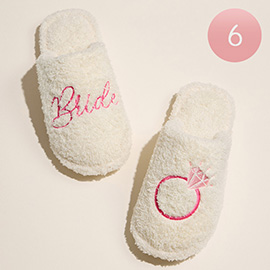 6Pairs - BRIDE Ring Embroidered Home Indoor Floor Slippers