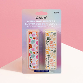 2PCS - Flower Pattern Printed 4-Way Nail Buffer