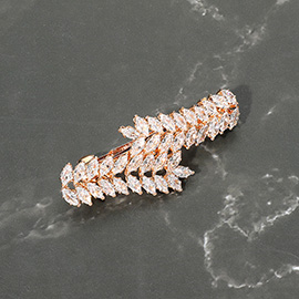 Marquise Stone Cluster Leaf Vine Barrette