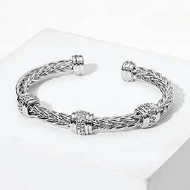 Cluster Pointed Braided Metal Cuff Bracelet