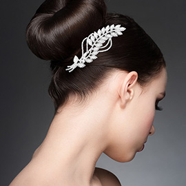 Marquise CZ Stone Cluster Leaves Hair Comb