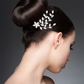 Flower Leaf Vine Marquise CZ Stone Cluster Embellished Hair Comb