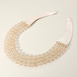 Chunky Acrylic Beaded Triple Layered Faux Leather Magnetic Necklace