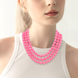 Chunky Acrylic Beaded Triple Layered Faux Leather Magnetic Necklace