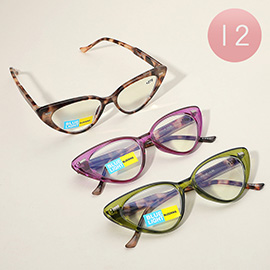 12PCS - Cat Eye Frame Blue Light Blocking Reading Glasses