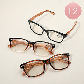 12PCS - Classic Rectangular Frame Clear Lens Reading Glasses