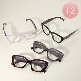 12PCS - Cat Eye Frame Clear Lens Reading Glasses