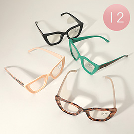 12PCS - Retro Cat Eye Frame Clear Lens Reading Glasses