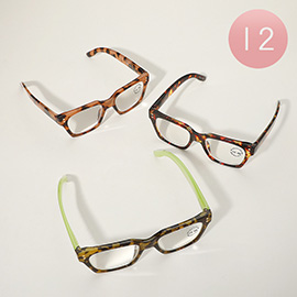 12PCS - Bold Square Frame Clear Lens Reading Glasses