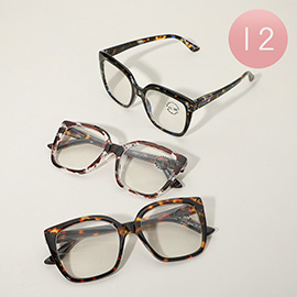 12PCS - Square Frame Clear Lens Reading Glasses