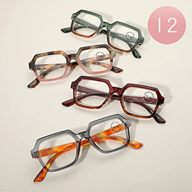 12PCS - Geometric Frame Clear Lens Reading Glasses