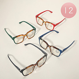12PCS - Square Frame Clear Lens Reading Glasses
