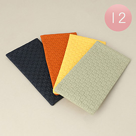 12PCS - Faux Leather Weave Front Flat Sunglasses Case