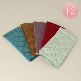 12PCS - Quilted Velvet Flat Sunglasses Case
