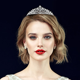 Marquise CZ Stone Cluster Embellished Princess Tiara