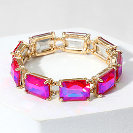 Emerald Cut Stone Stretch Evening Bracelet