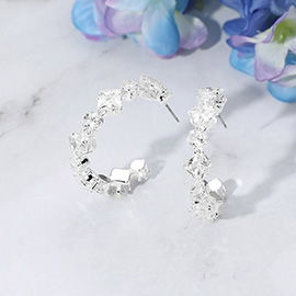 CZ Stone Cluster Around Hoop Evening Earrings