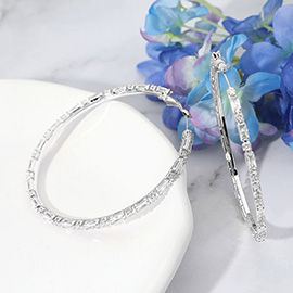 Baguette CZ Stone Cluster Around Hoop Evening Earrings
