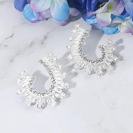 CZ Stone Cluster Embellished Sculptural Evening Earrings