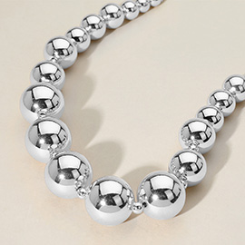 Chunky Metal Ball Beaded Necklace