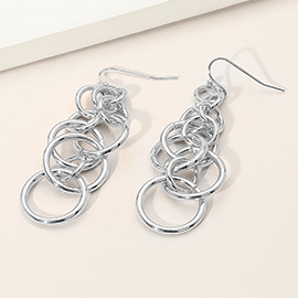 Metal Ring Chain Drop Dangle Earrings