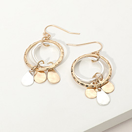 Matte Hammered Metal Geometric Chandelier Dangle Earrings