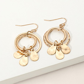 Matte Hammered Metal Geometric Chandelier Dangle Earrings