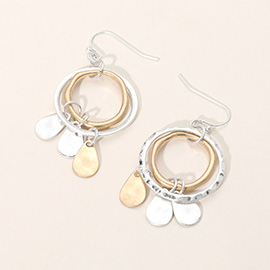 Matte Hammered Metal Geometric Chandelier Dangle Earrings