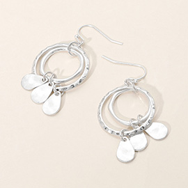 Matte Hammered Metal Geometric Chandelier Dangle Earrings