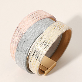 Faux Leather Wrap Magnetic Bracelet