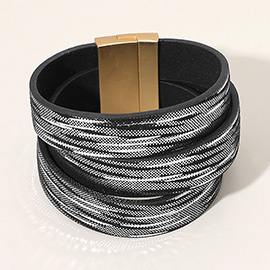 Faux Leather Wrap Magnetic Bracelet