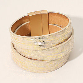 Faux Leather Wrap Magnetic Bracelet
