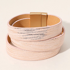 Faux Leather Wrap Magnetic Bracelet