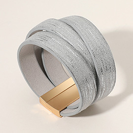 Faux Leather Wrap Magnetic Bracelet