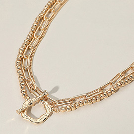 2PCS - Metal Chain Toggle Closure Necklaces