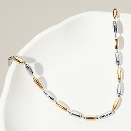 Metal Oval Tube Beaded Necklace