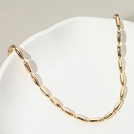 Metal Oval Tube Beaded Necklace