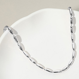 Metal Oval Tube Beaded Necklace