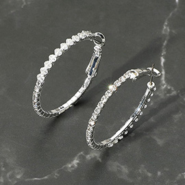 Marquise CZ Stone Paved Evening Hoop Earrings