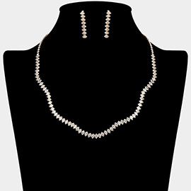 CZ Rhinestone Paved Wavy Necklace