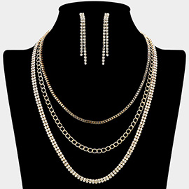 CZ Stone Paved Chain Layered Necklace