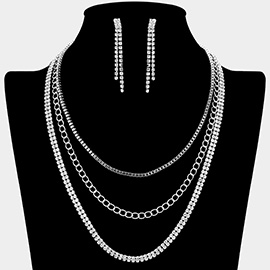 CZ Stone Paved Chain Layered Necklace