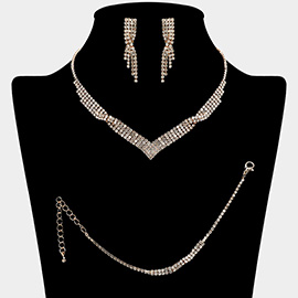 Rhinestone Paved V Shaped Jewelry Set