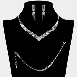 Rhinestone Paved V Shaped Jewelry Set