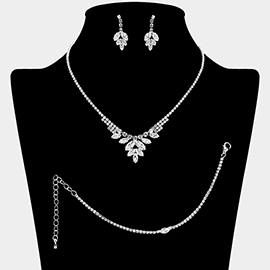 CZ Marquise Stone Embellished Rhinestone Paved Jewelry Set