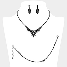 CZ Marquise Stone Embellished Rhinestone Paved Jewelry Set