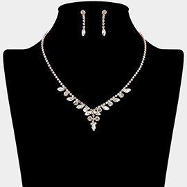 Marquise Stone Cluster Rhinestone Paved Necklace